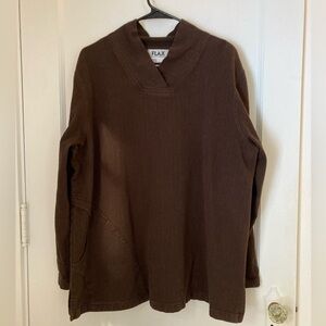 Flax | Vintage Oversized Chocolate Brown Tunic Top Size Medium